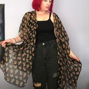 Sheer floral kimono